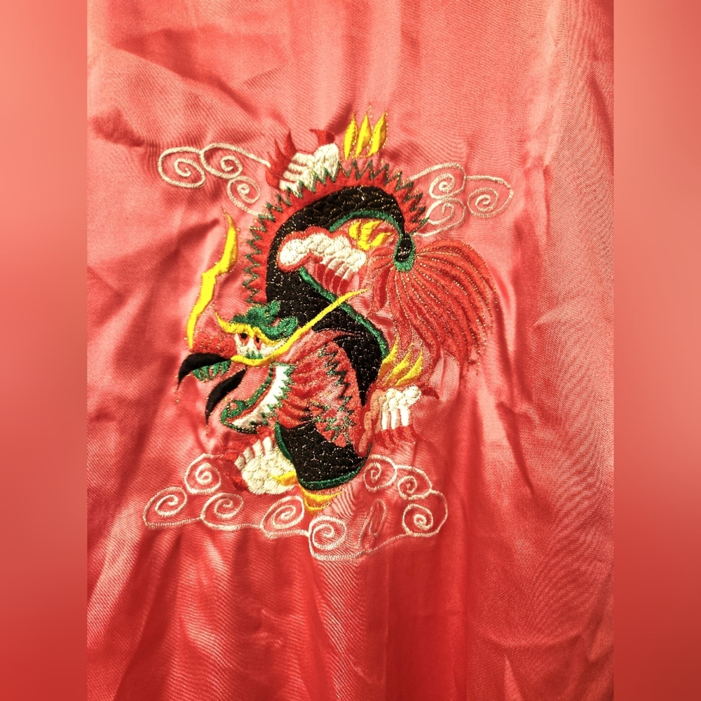 Dragon Embroidered Satin Pajama Robe - Picture 2 of 5